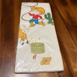 Vintage Cowboy Paper Ambassador Table Cover. Design on border only